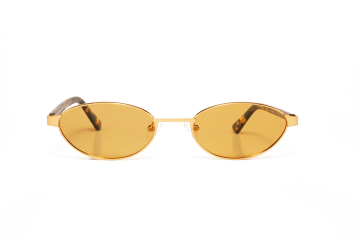 KAIA tortoise / yellow polarized oval sunglasses, front view