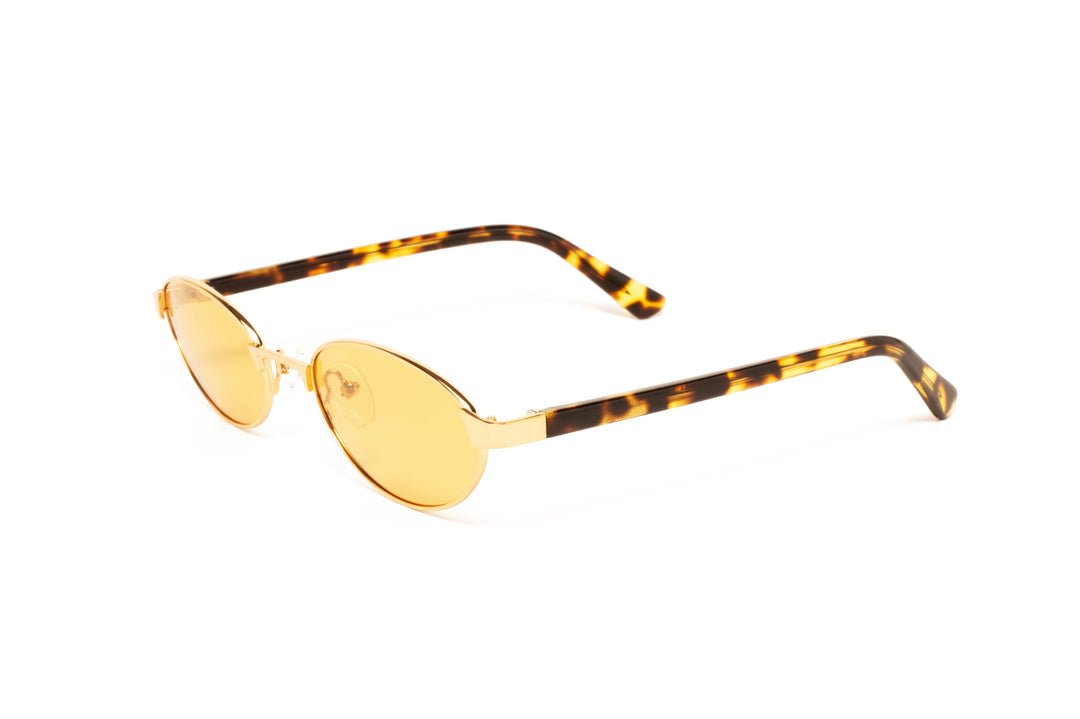 KAIA tortoise / yellow polarized oval sunglasses, top view