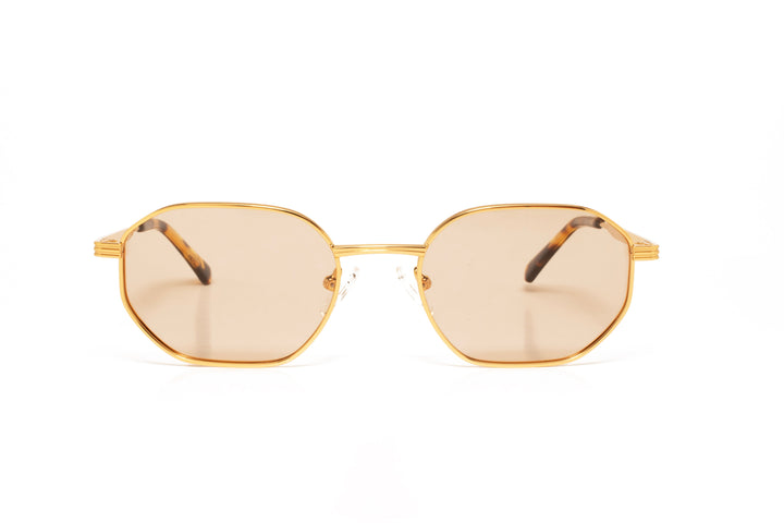 KIARA gold / pink polarized geometric sunglasses, front view