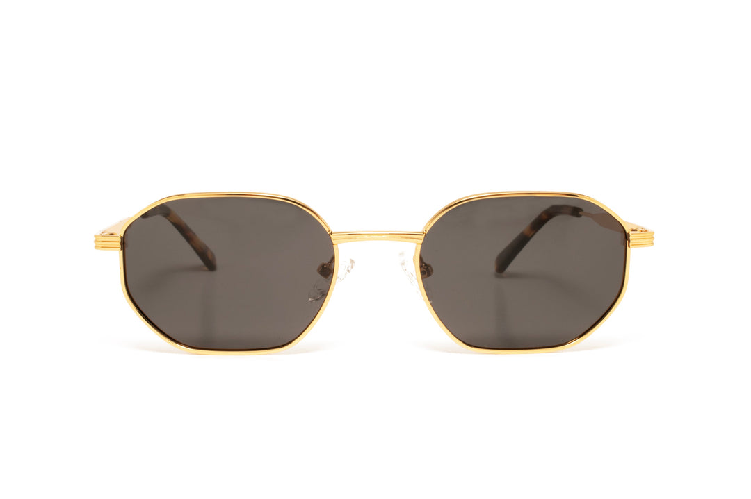 KIARA gold / black polarized geometric sunglasses, front view