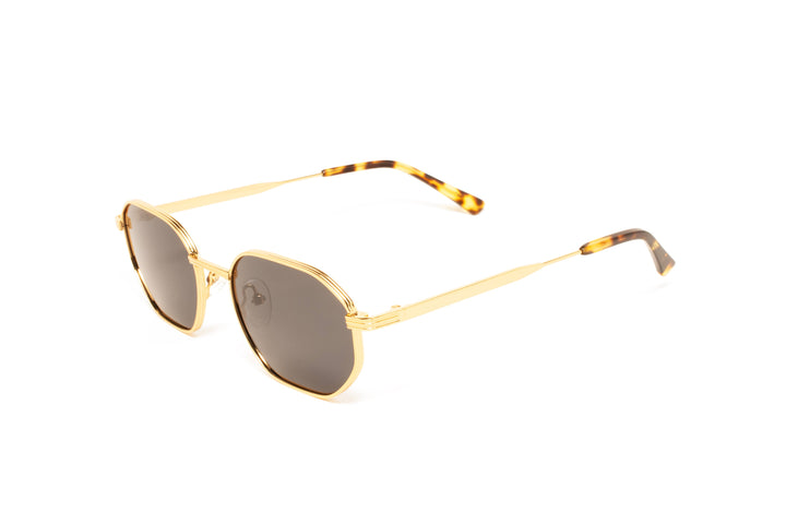 KIARA gold / black polarized geometric sunglasses, top view