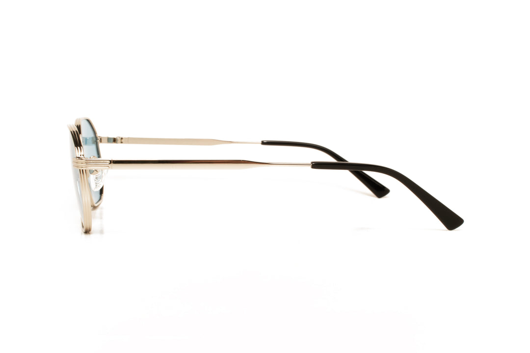 KIARA silver / blue polarized geometric sunglasses, side view