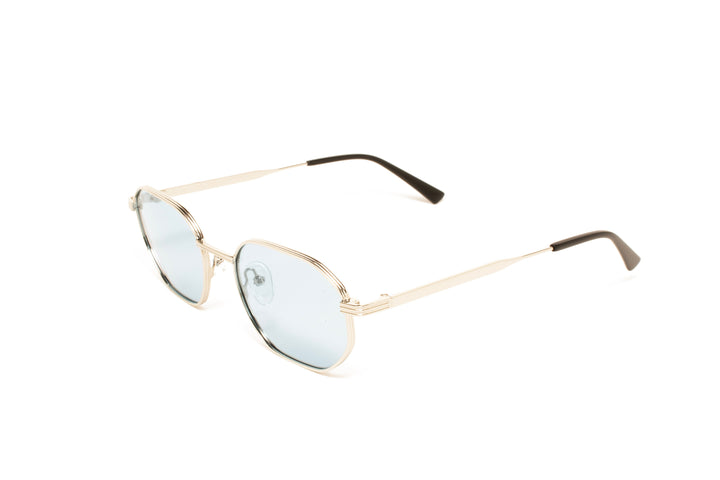 KIARA silver / blue polarized geometric sunglasses, top view