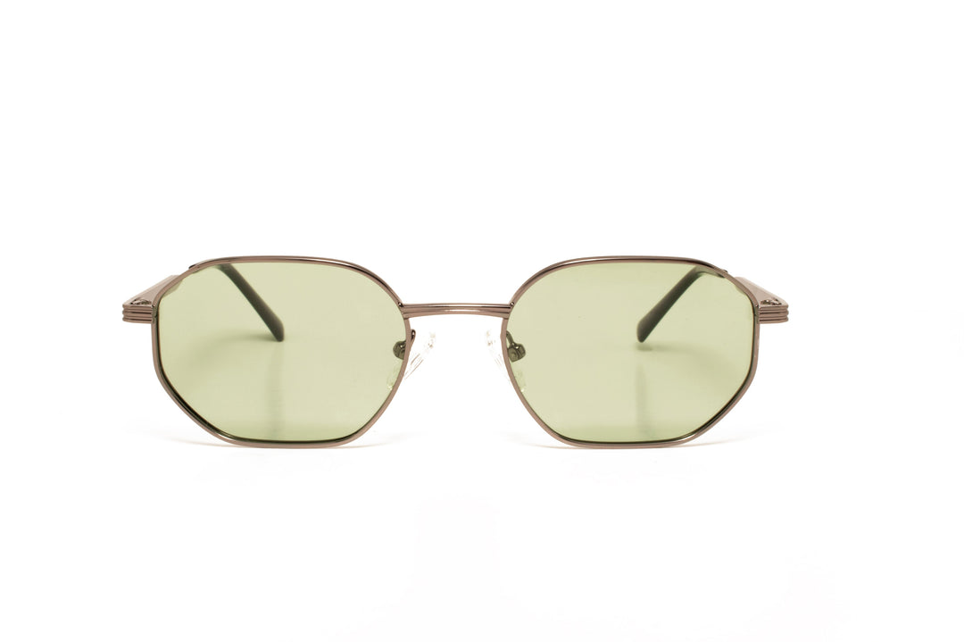 KIARA grey / green polarized geometric sunglasses, front view