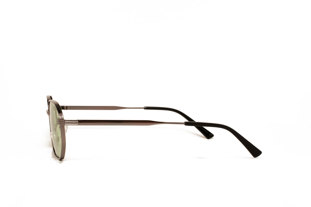 KIARA grey / green polarized geometric sunglasses, side view
