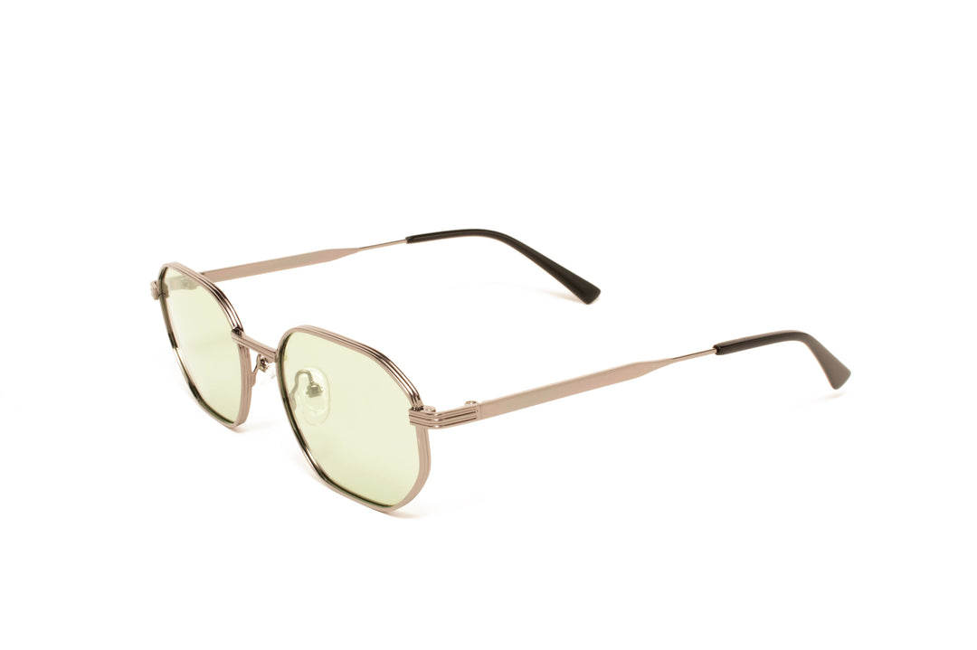 KIARA grey / green polarized geometric sunglasses, top view