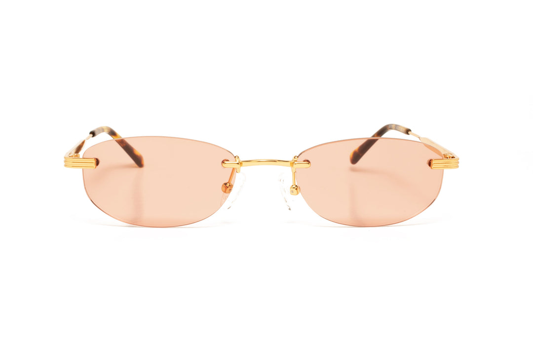 LEONA gold / pink  oval sunglasses, front view