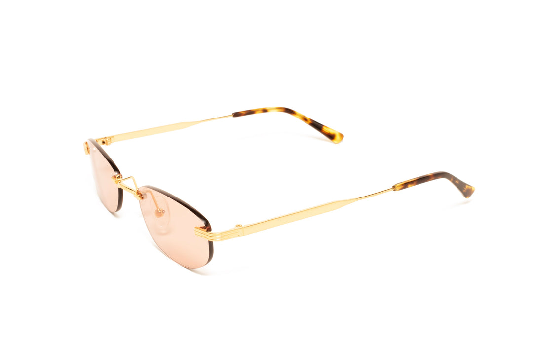 LEONA gold / pink  oval sunglasses, top view