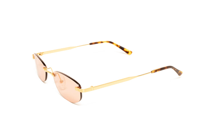 LEONA gold / pink  oval sunglasses, top view