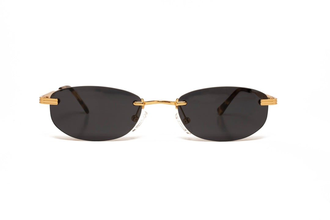 LEONA gold / black  oval sunglasses, front view