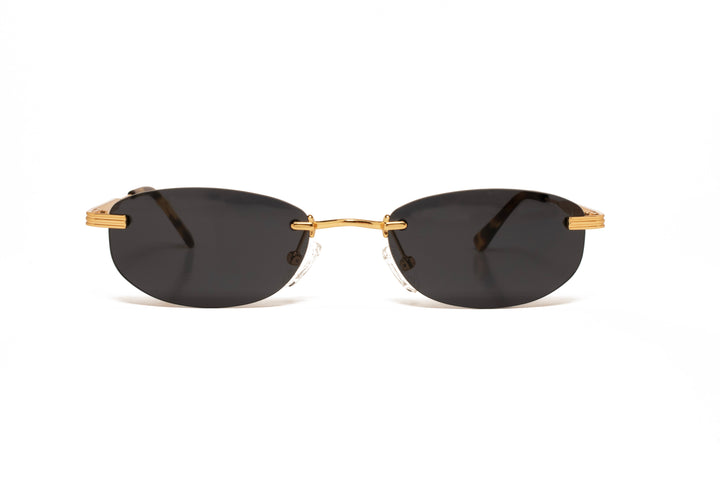 LEONA gold / black  oval sunglasses, front view