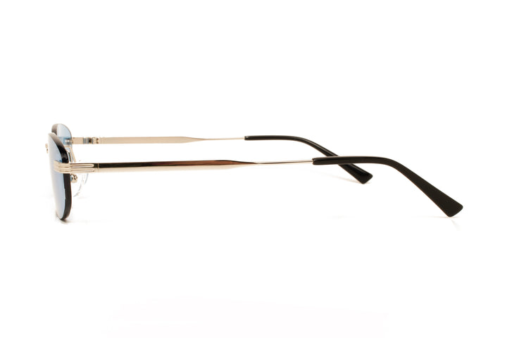 LEONA silver / blue  oval sunglasses, side view