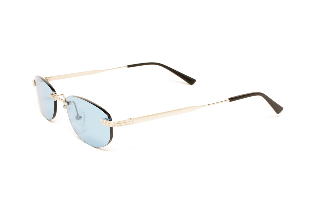 LEONA silver / blue  oval sunglasses, top view
