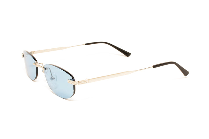 LEONA silver / blue  oval sunglasses, top view