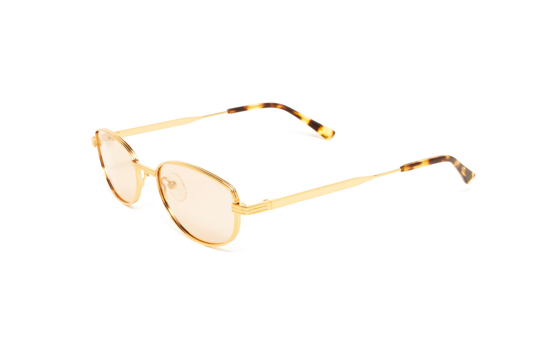 LIVIA gold / pink polarized aviator sunglasses, top view