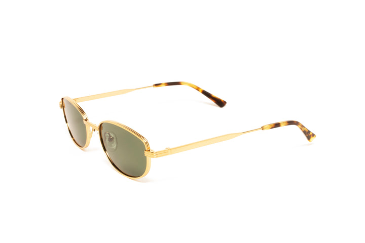 LIVIA gold / green polarized aviator sunglasses, top view