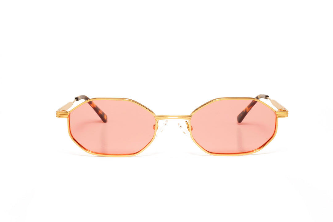 LUNA gold / pink polarized octagon sunglasses, front view