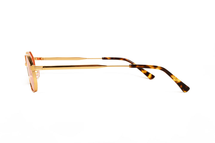 LUNA gold / pink polarized octagon sunglasses, side view