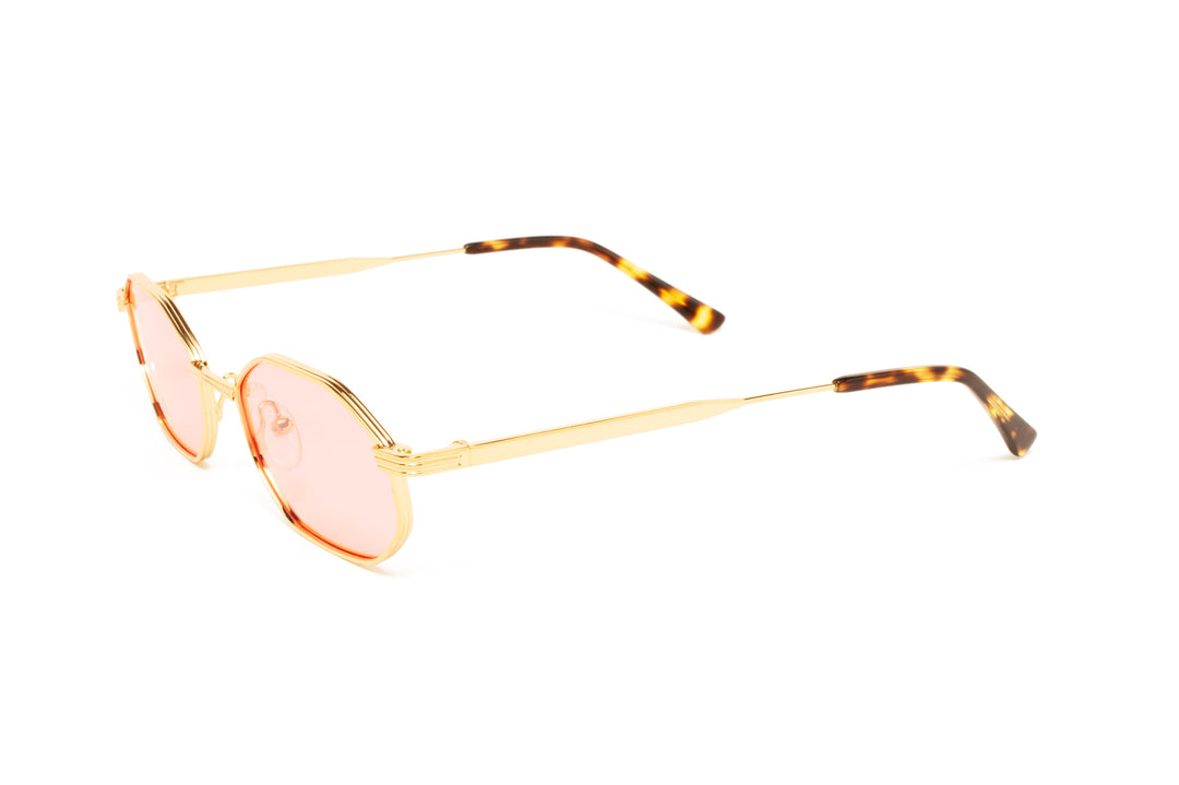 LUNA gold / pink polarized octagon sunglasses, top view