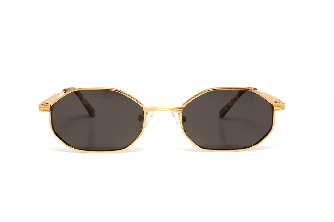 LUNA gold / grey polarized octagon sunglasses, front view