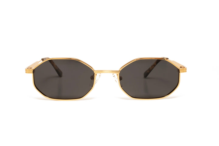 LUNA gold / grey polarized octagon sunglasses, front view