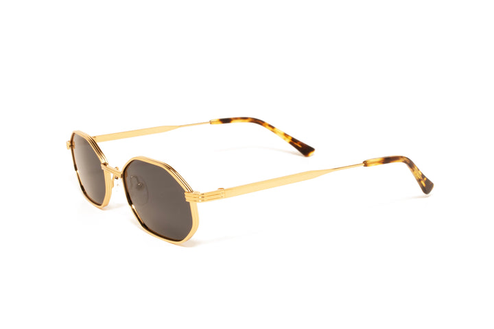 LUNA gold / grey polarized octagon sunglasses, top view