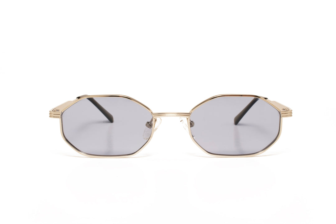 LUNA gold / blue polarized octagon sunglasses, front view