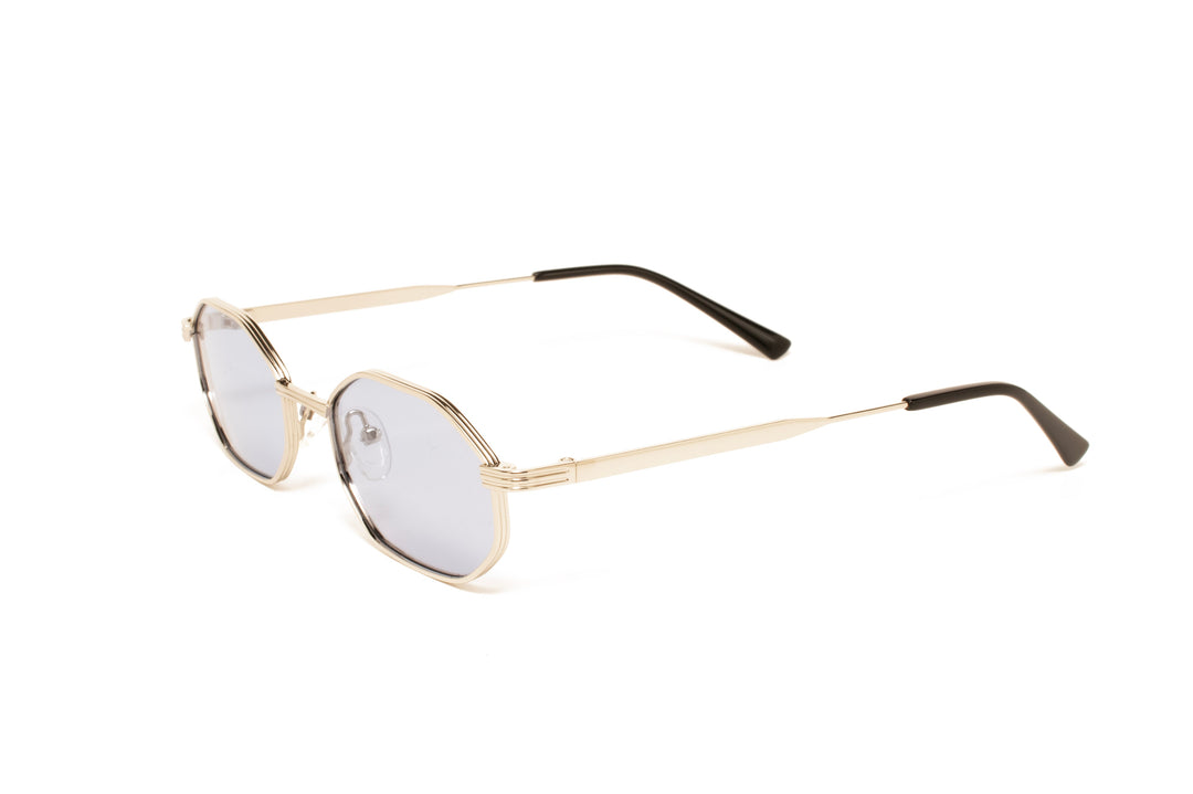LUNA gold / blue polarized octagon sunglasses, top view