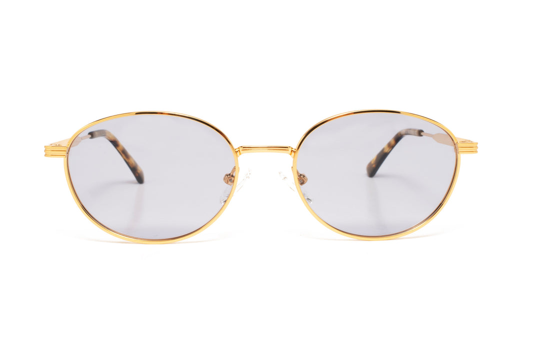 MILA gold / blue polarized oval sunglasses, front view