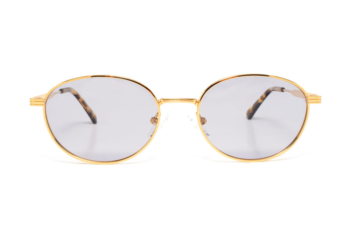 MILA gold / blue polarized oval sunglasses, front view