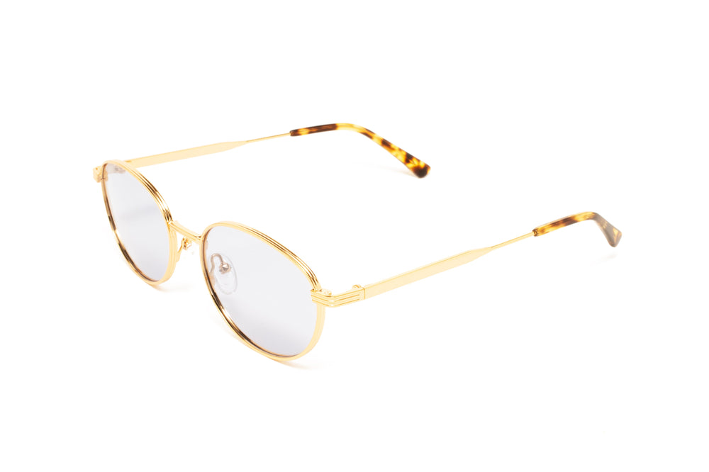 MILA gold / blue polarized oval sunglasses, top view