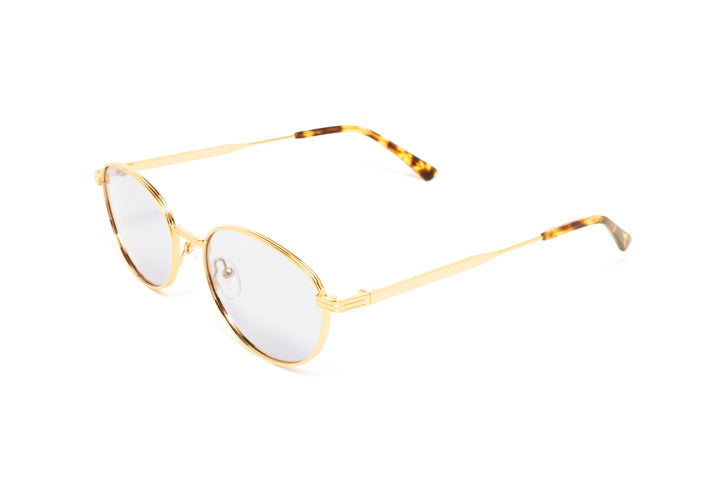 MILA gold / blue polarized oval sunglasses, top view