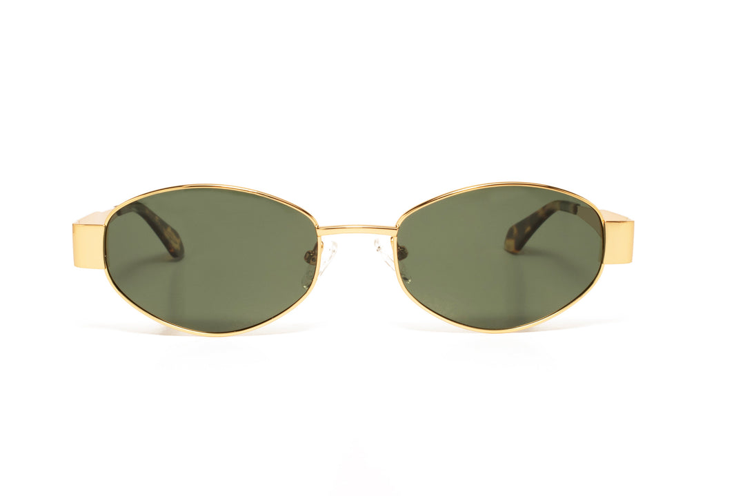 NAOMI gold / brown polarized oval sunglasses, front view