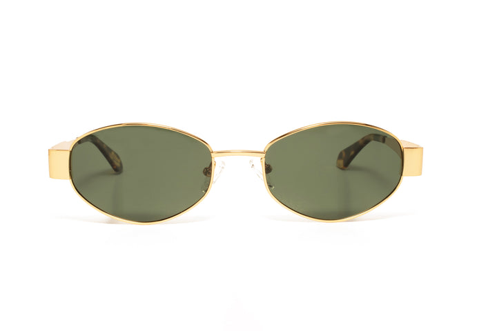 NAOMI gold / brown polarized oval sunglasses, front view