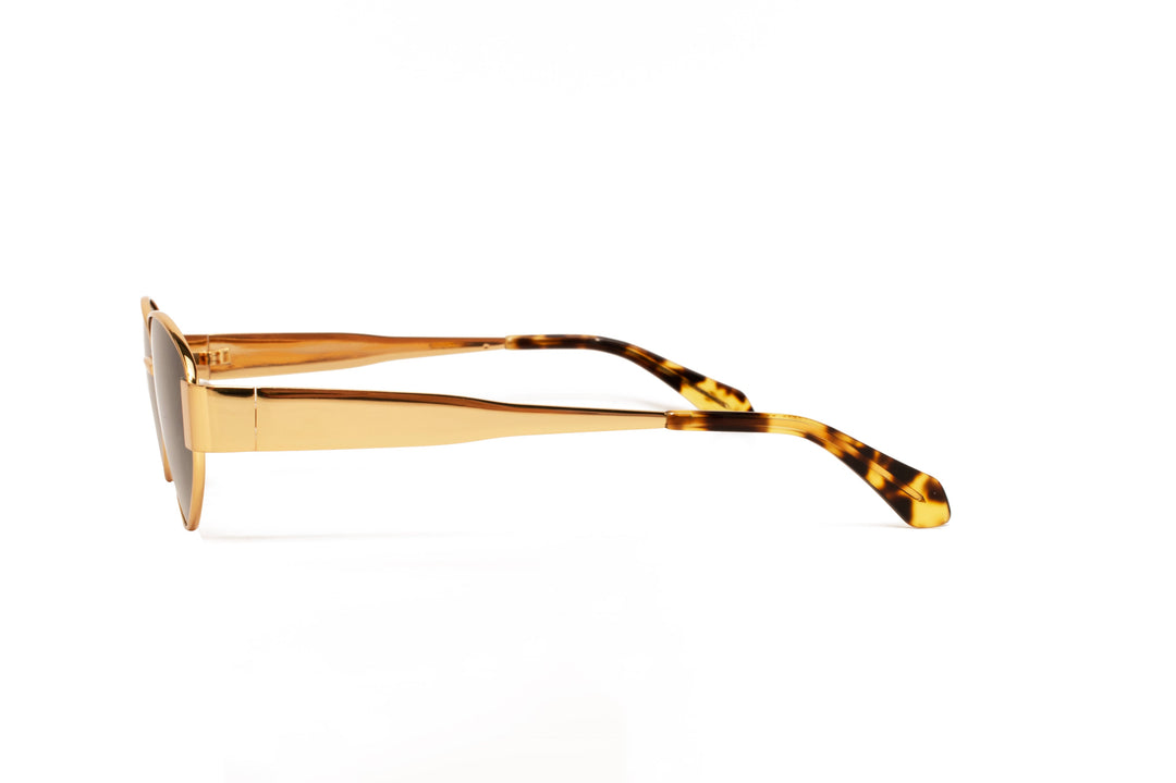 NAOMI gold / brown polarized oval sunglasses, side view