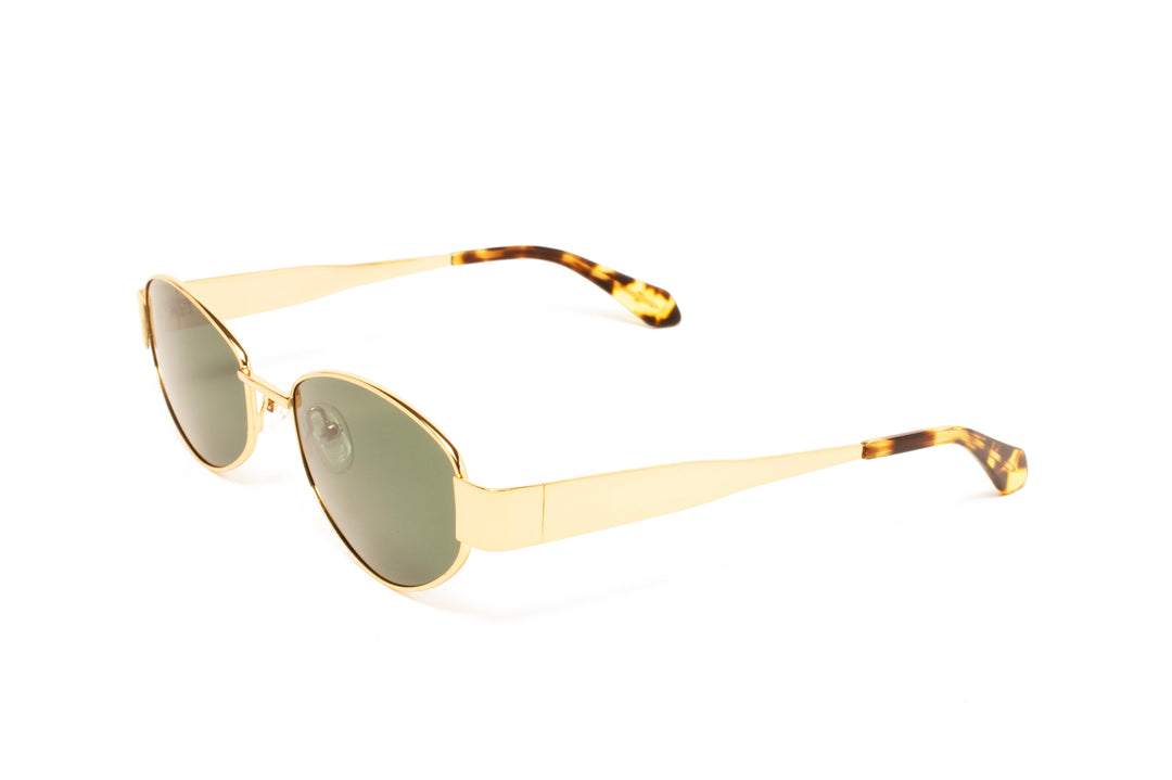 NAOMI gold / brown polarized oval sunglasses, top view