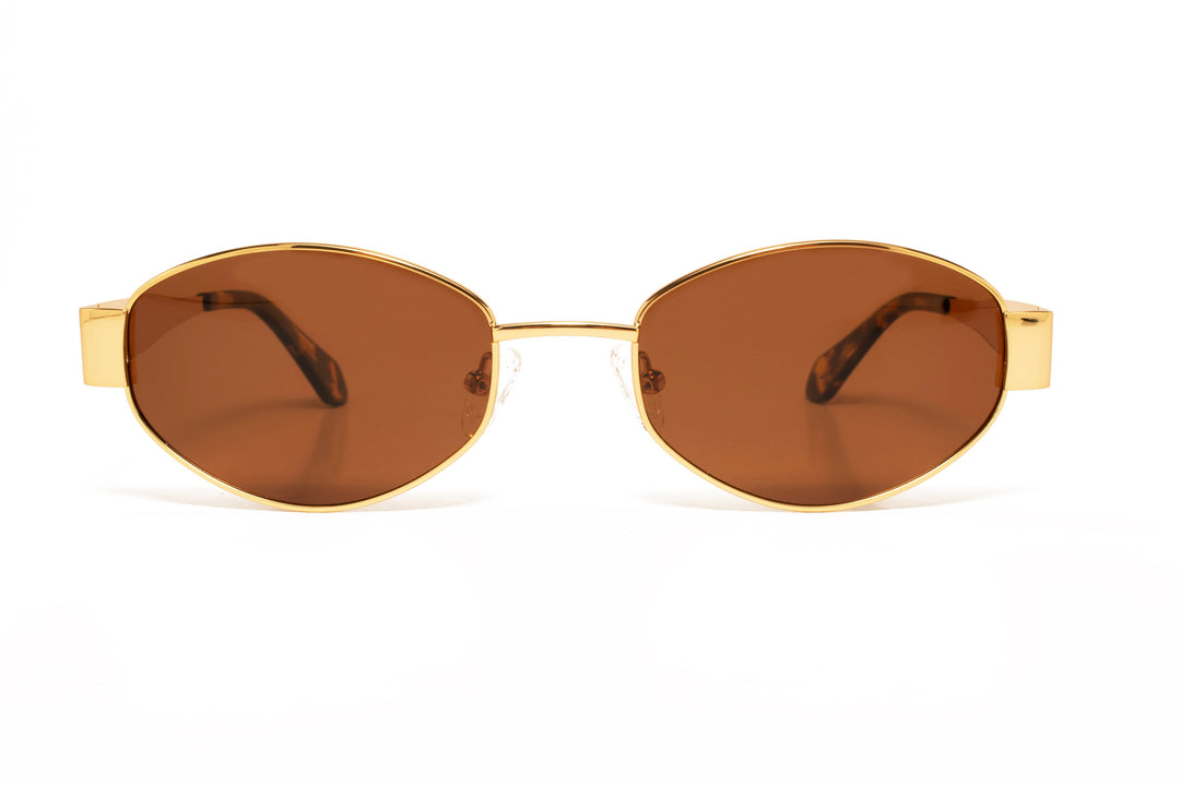 NAOMI gold / green polarized oval sunglasses, front view