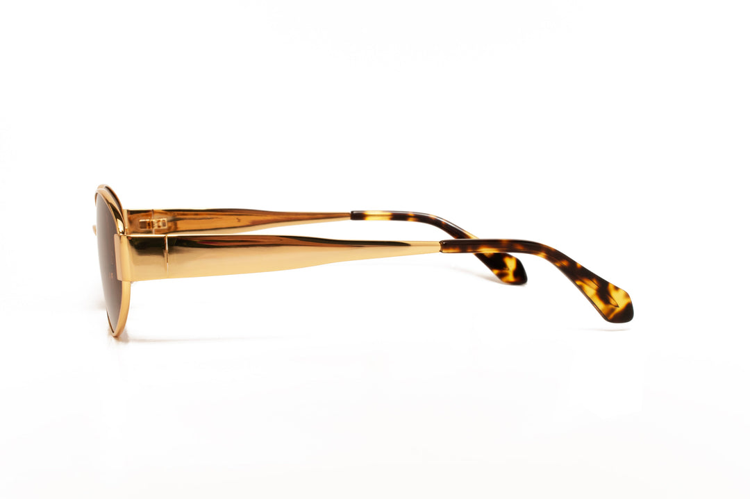NAOMI gold / green polarized oval sunglasses, side view