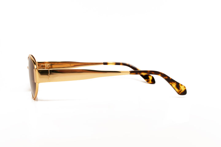 NAOMI gold / green polarized oval sunglasses, side view