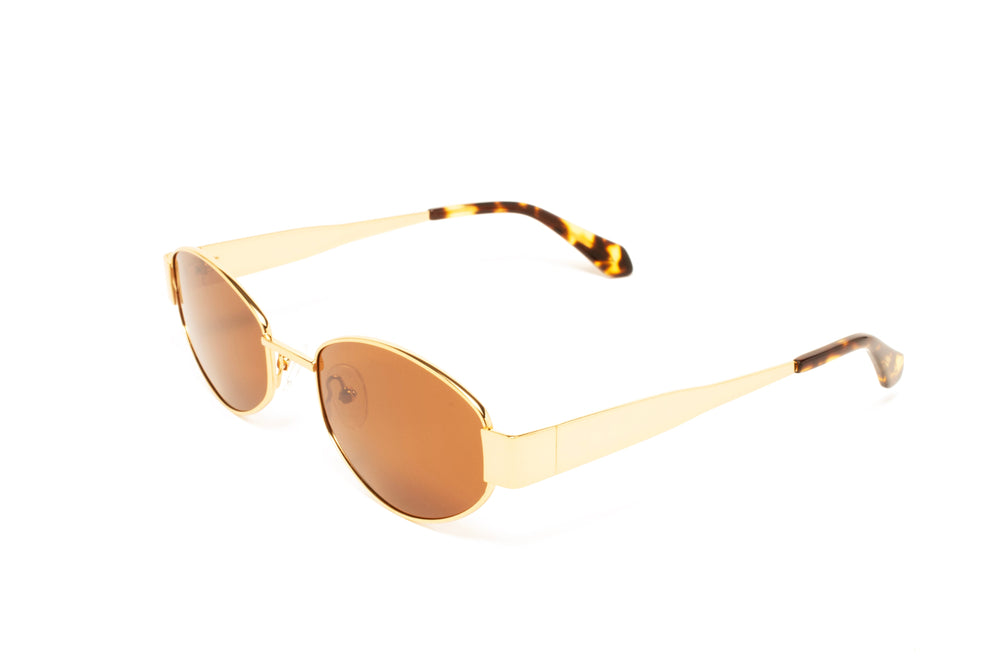 NAOMI gold / green polarized oval sunglasses, top view