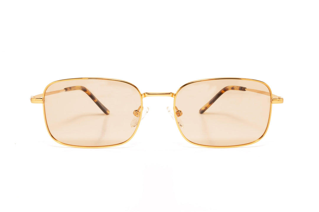 SUMMIT gold / pink polarized rectangle sunglasses, front view