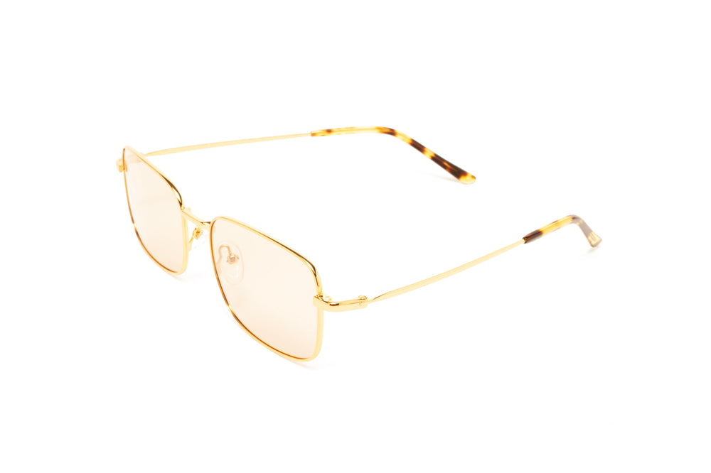 SUMMIT gold / pink polarized rectangle sunglasses, top view