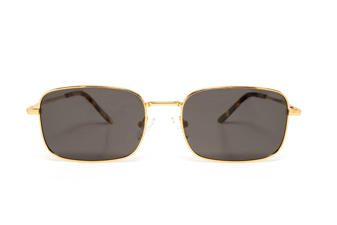 SUMMIT gold / grey polarized rectangle sunglasses, front view