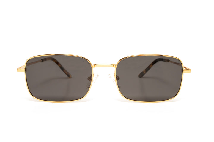 SUMMIT gold / grey polarized rectangle sunglasses, front view