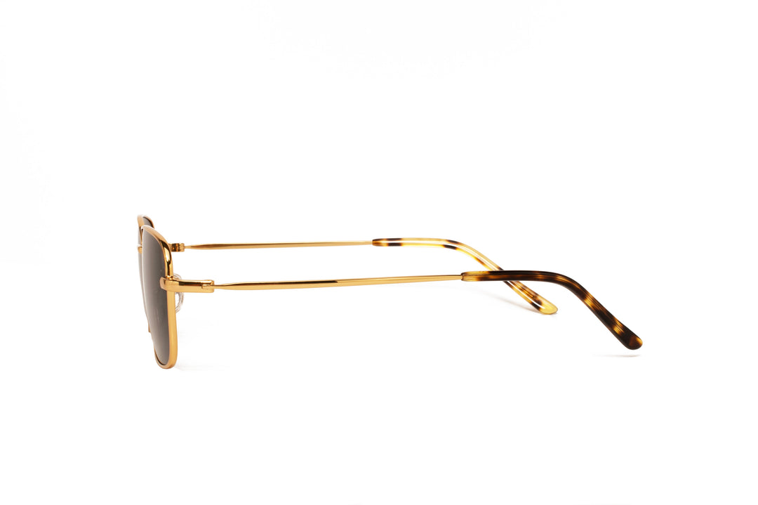 SUMMIT gold / grey polarized rectangle sunglasses, side view