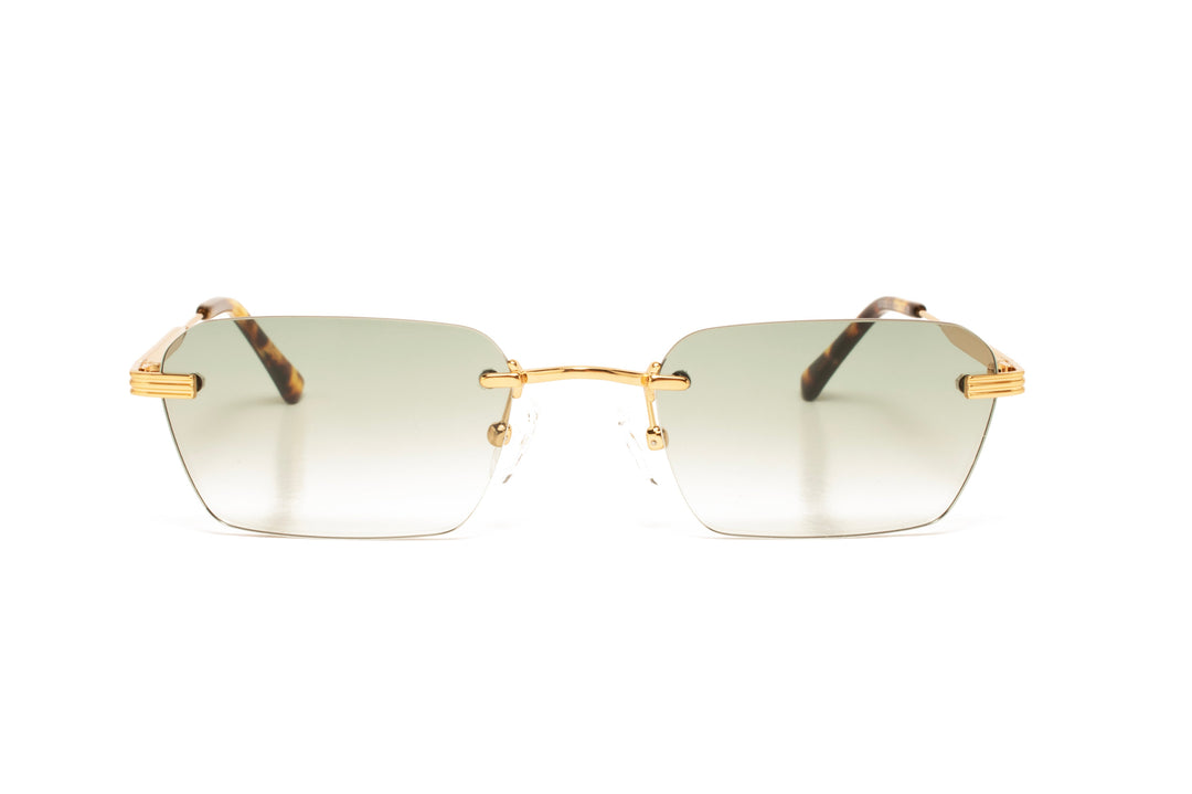 TOPAZ gold / gradient green  rectangle sunglasses, front view