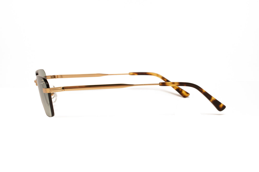 TOPAZ gold / gradient green  rectangle sunglasses, side view