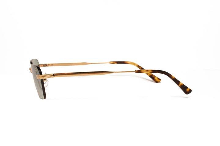 TOPAZ gold / gradient green  rectangle sunglasses, side view