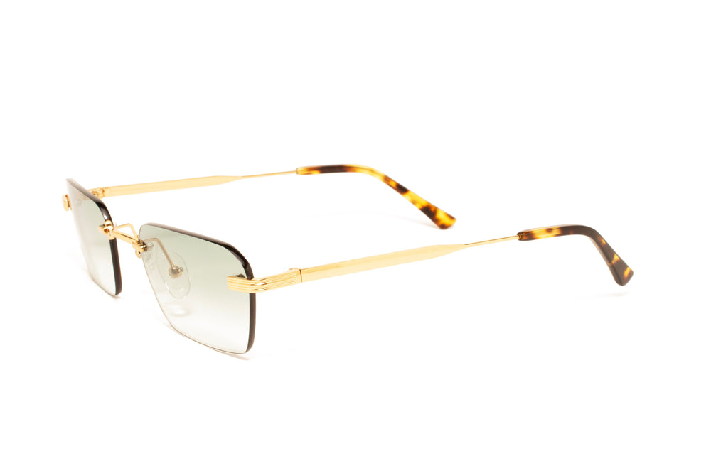 TOPAZ gold / gradient green  rectangle sunglasses, top view