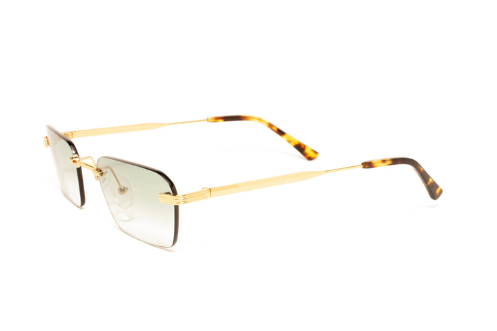 TOPAZ gold / gradient green  rectangle sunglasses, top view